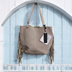 Roberta Gandolfi Leather Shoulder Bag Silver/Tan